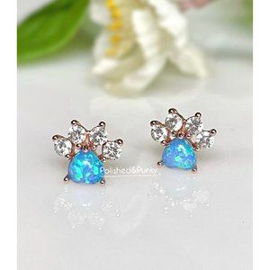 Dog Paw Earrings ~ Cat Paw Earrings ~  opal Earrings ~ Rose Gold Earrings in Box